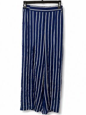Umgee USA Women’s Small Navy White Striped Wide Leg Pants Slit Palazzo Boho Pant